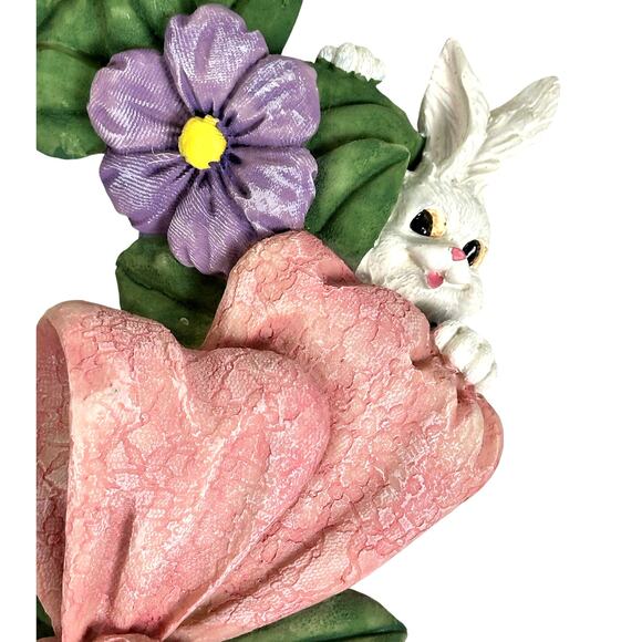 This York Resin Easter Wreath with Bunny Rabbits Vintage 1995 in Original Box - Picture 5 of 12